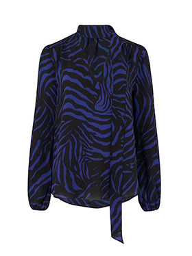 RIXO - Rixo Moss Printed Top In Navy Zebra