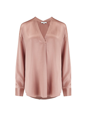 VINCE - V-Neck Popover Blouse In Petal Still