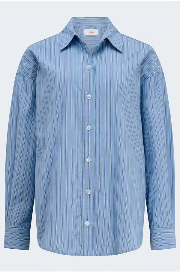 hayven striped shirt in chambray teal