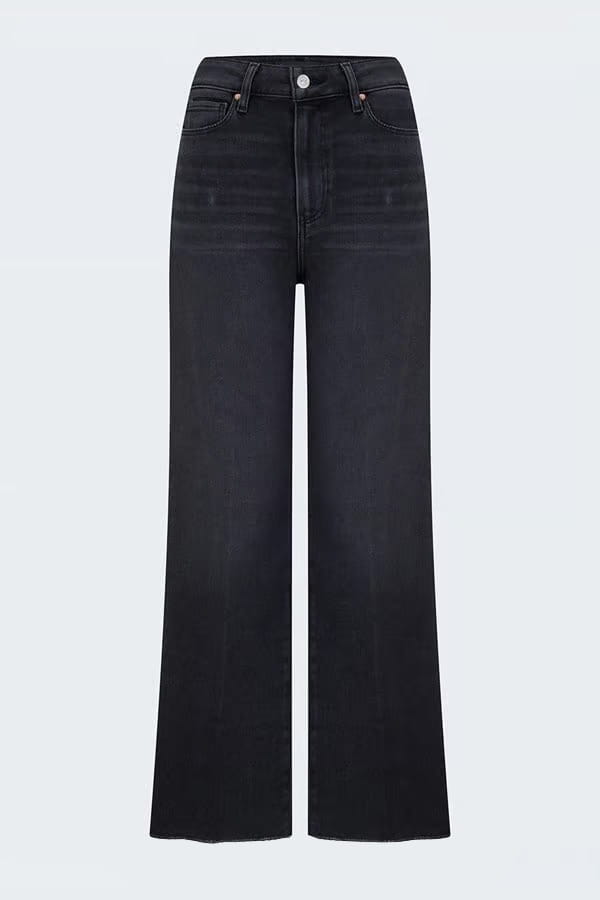 Anessa Wide Jean Raw Hem In Black Lotus