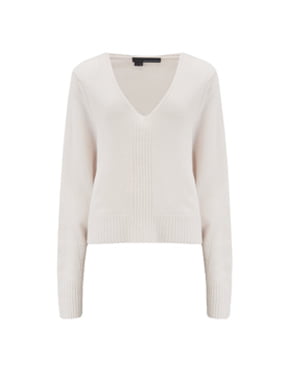 360 CASHMERE - Wendi V-Neck Jumper In Chalk