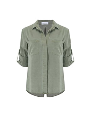 BELLA DAHL - Split Button Down Shirt In Soft Army