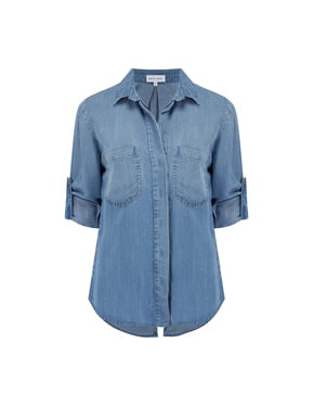BELLA DAHL - Split Button Down Shirt In Medium Ombre