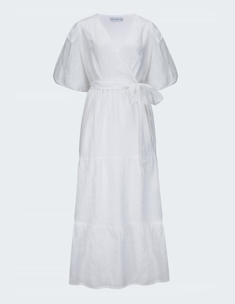 Edee Wrap Dress In Plain White