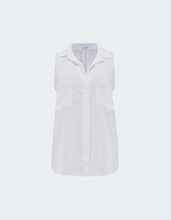 Sleeveless Button Down Shirt In White