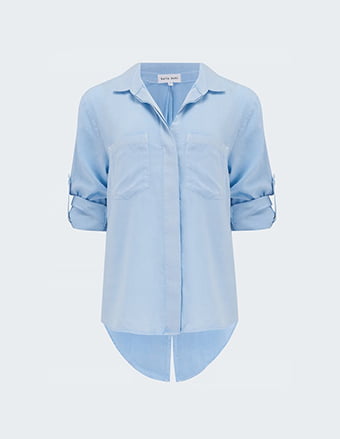 BELLA DAHL - Split Button Down Shirt In Bluebell