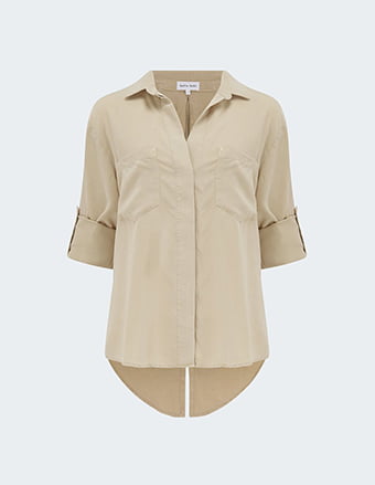 BELLA DAHL - Split Button Down Shirt In Soft Khaki