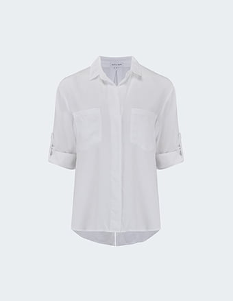 BELLA DAHL - Split Button Down Shirt In White