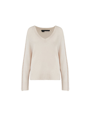 360 CASHMERE - Kandice Stitch Detail Jumper In Chalk