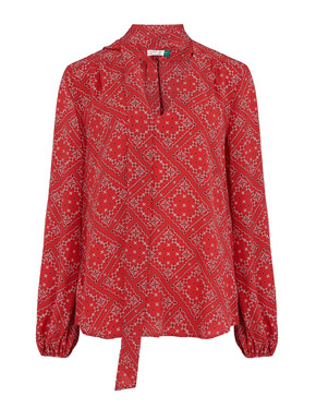 MERCY DELTA - Moss Printed Top in Scarf Floral Red