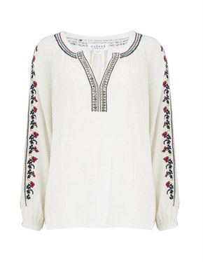 VELVET - Hunter Embroidered Top in Off White