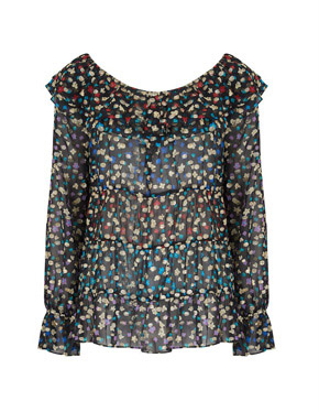 RIXO - Chloe Frill Top in Mixed Daisy Floral