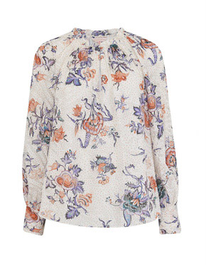REBECCA TAYLOR - long Sleeve Toile Top in Snow Combo