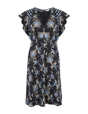 REBECCA TAYLOR - Sleeveless Paisley Dress in Black Combo