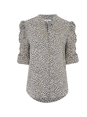 FRAME - Shirred Sleeve Top in Caramel Multi