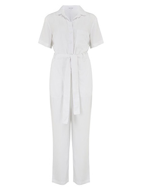 BELLA DAHL - Button Front Jumpsuit in White