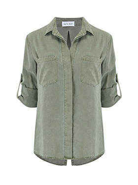BELLA DAHL - Split Button Down Shirt in Soft Army